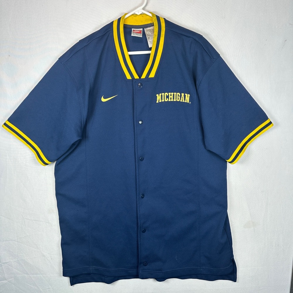 Vintage Nike Michigan Wolverines Basketball Warm Up Jersey Mens Large Navy 1990s